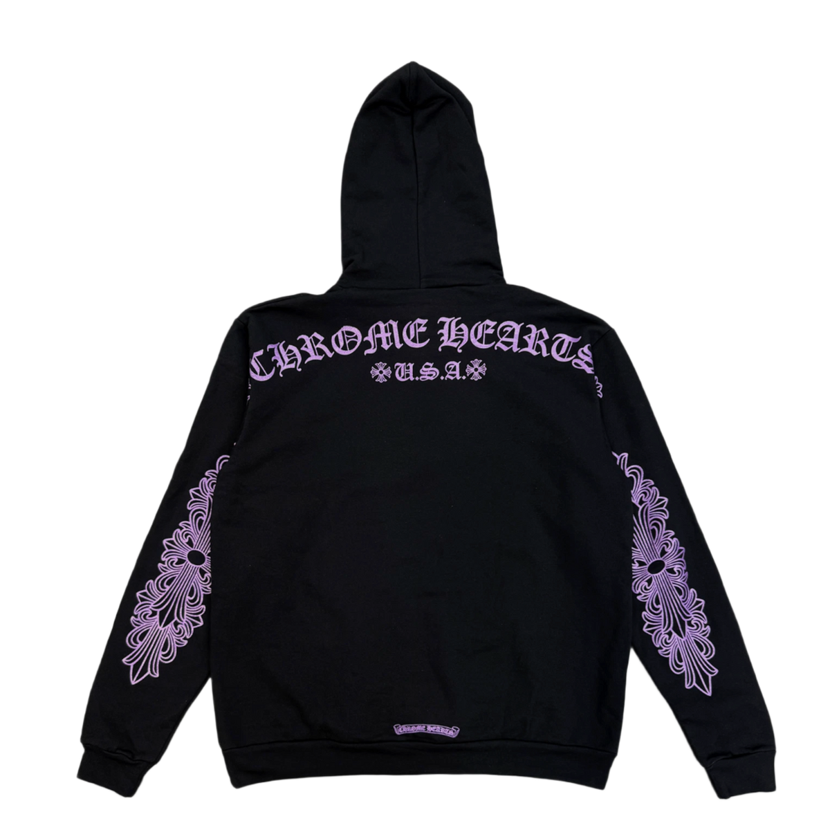Chrome Hearts Friends and Family 'Purple Glitter' Horseshoe Floral Black Hoodie
