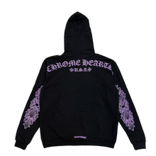 Chrome Hearts Friends and Family 'Purple Glitter' Horseshoe Floral Black Hoodie