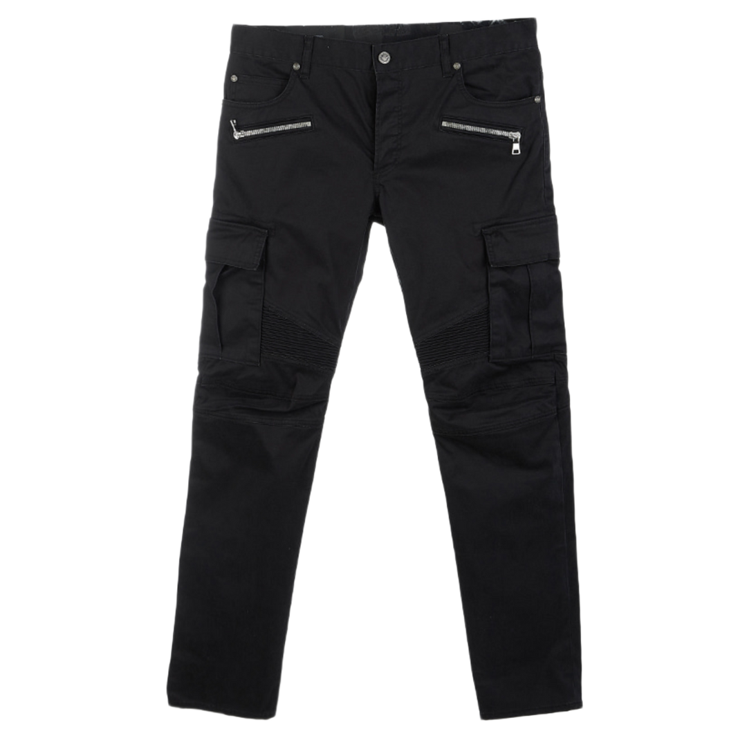 Balmain 'Black Embossed Slim-Fit Cargo' Biker Pants