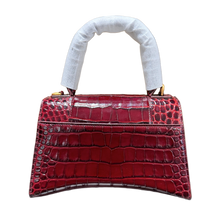 Balenciaga Hourglass S 'Crocodile Embossed Calfskin' Burgundy Dark Red Gold Hardware Handbag