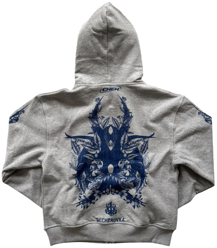 Chew Forever 'Blue Floral' Grey Zip-Up
