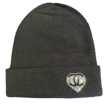 Chanel 'CC Heart' Crystal Embellished Cashmere Black Beanie