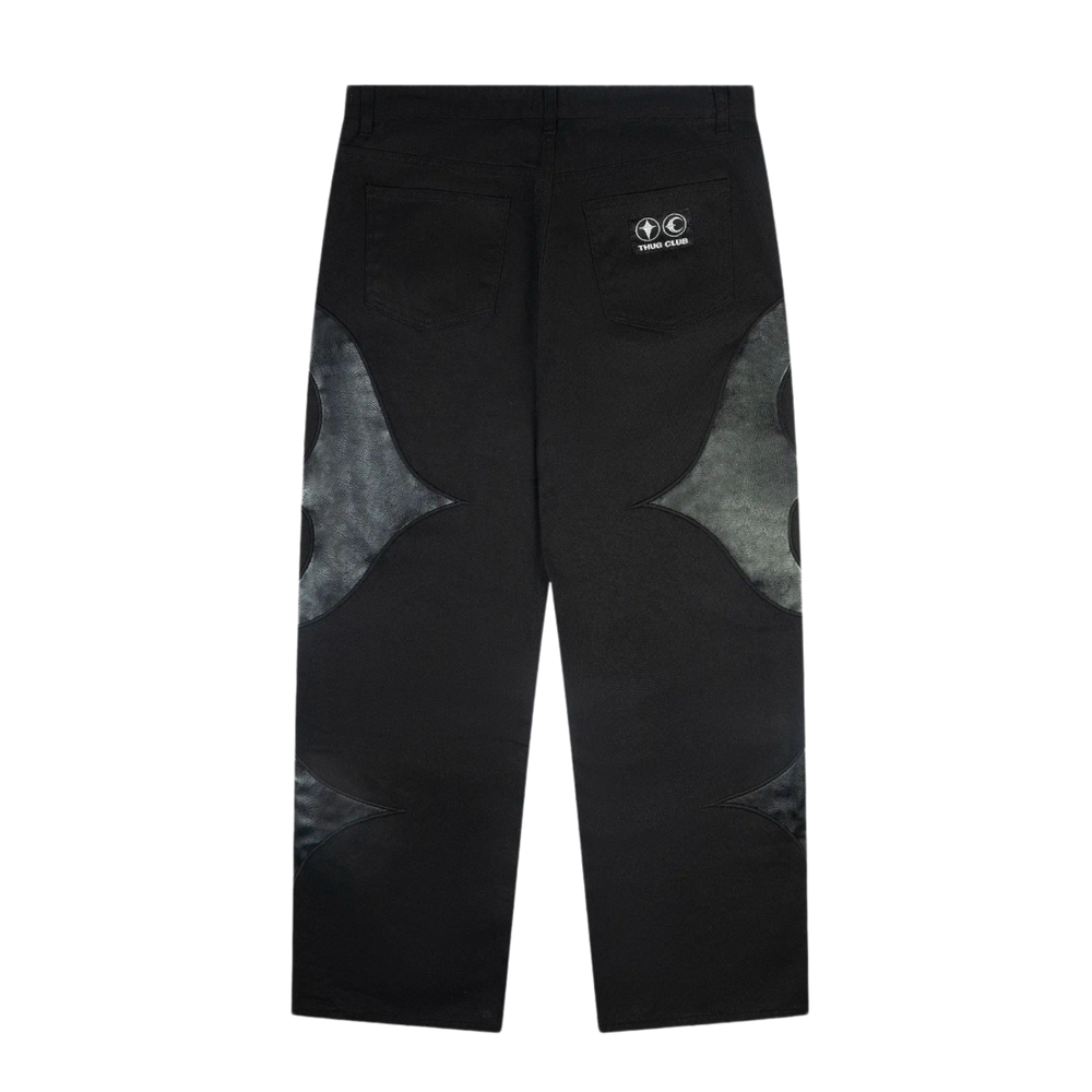 Thug Club 'Leather Washing Denim' Black Jeans