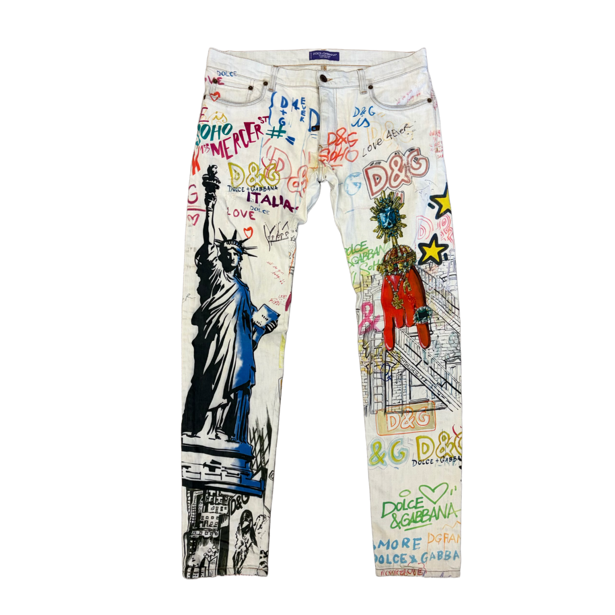 Dolce & Gabbana 'Graffiti' Print Vintage Jeans
