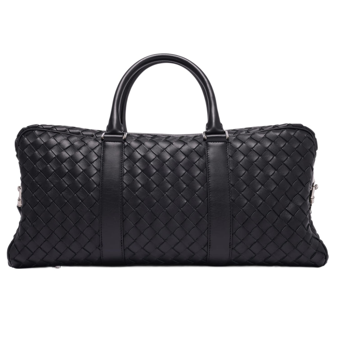 Bottega Veneta 'Black' Leather Intrecciato Duffle Bag