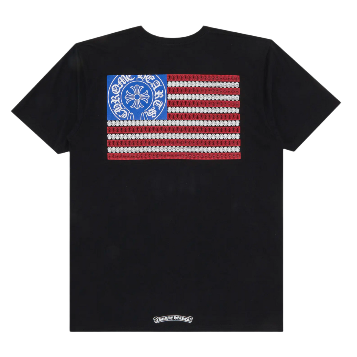 Chrome Hearts 'Black'  American Flag Horseshoe Pocket Tee