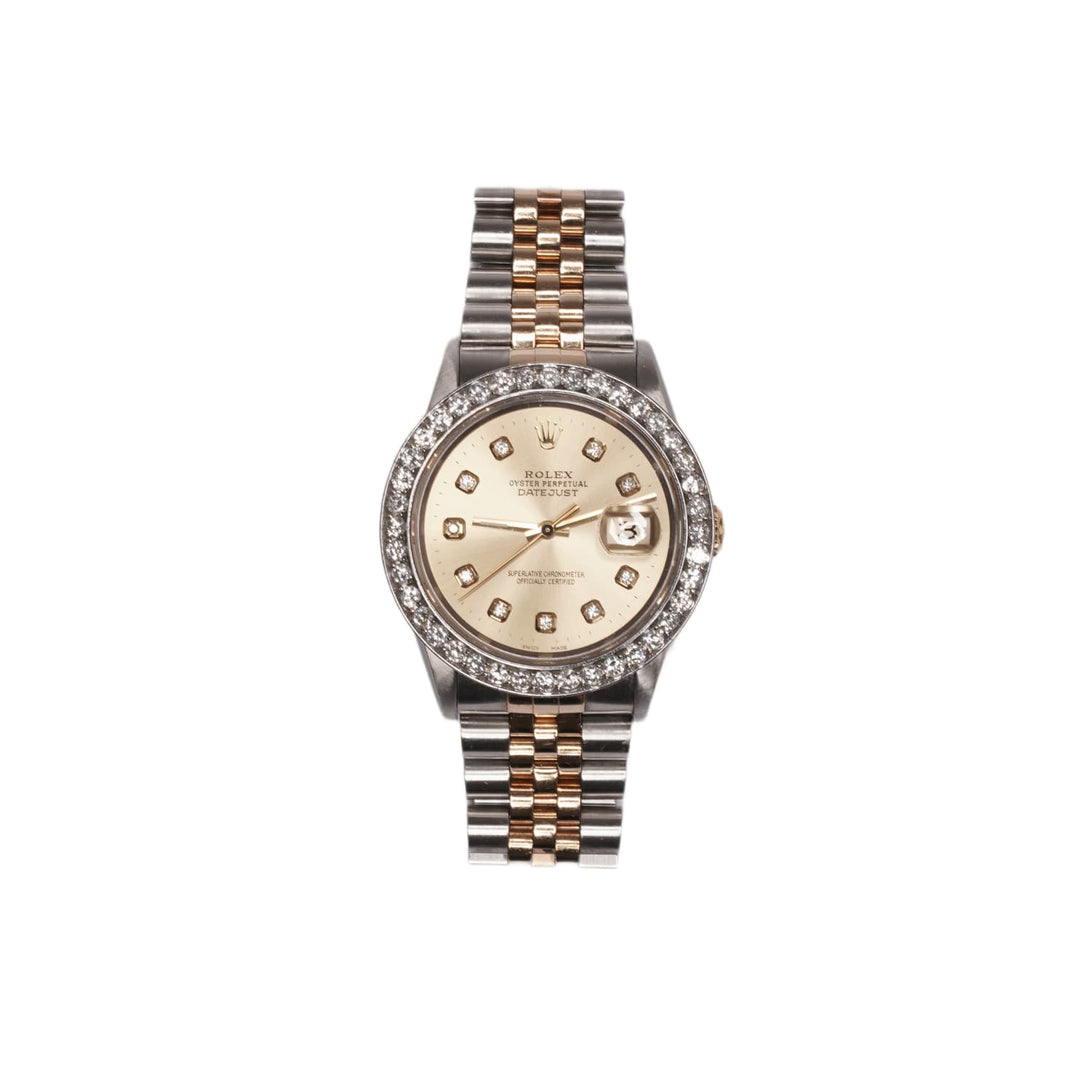 Rolex DateJust 'Champagne Dial' Two Tone Diamond Bezel Jubilee