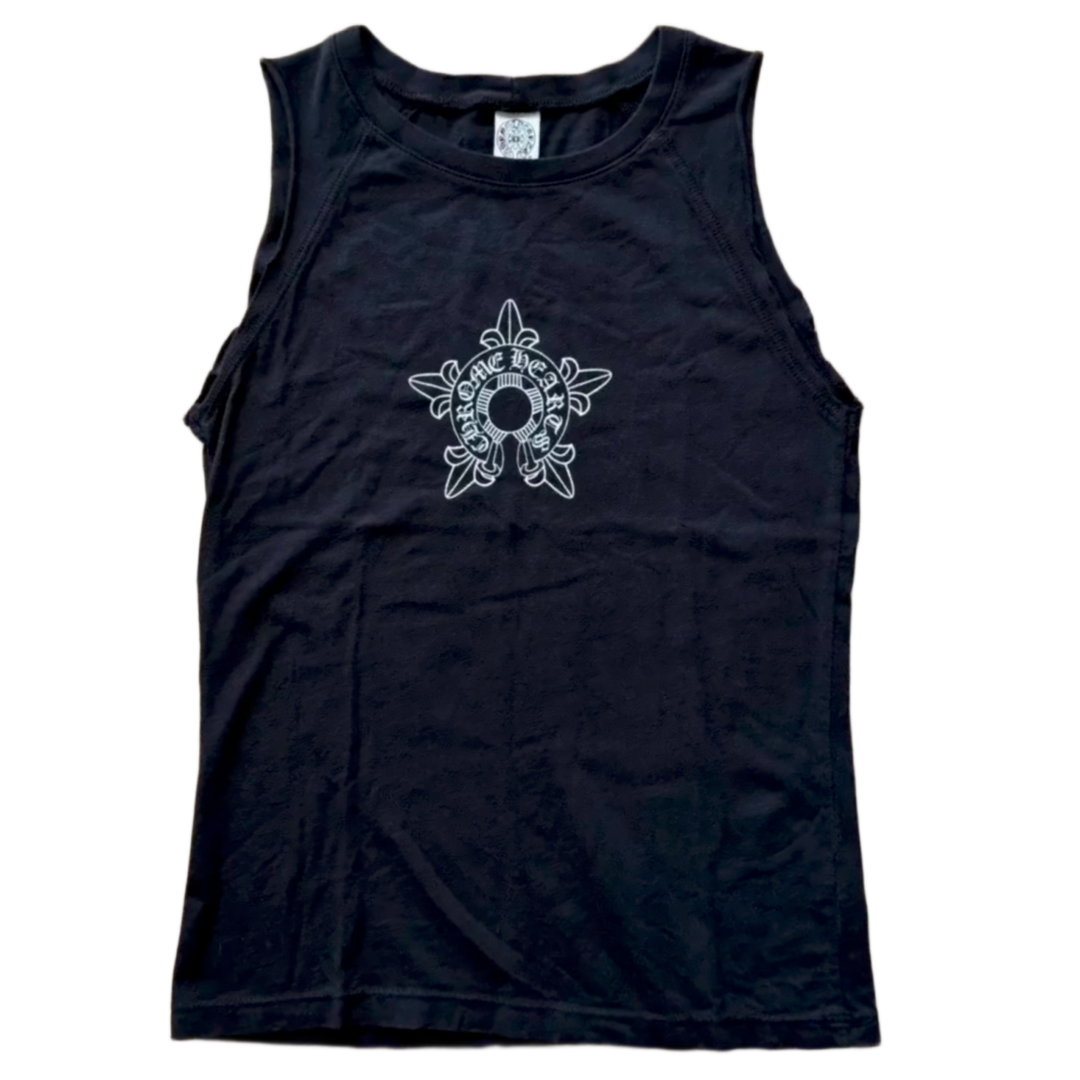 Chrome Hearts Vintage Womens 'Horseshoe Star' Sleeveless Black Tank Top