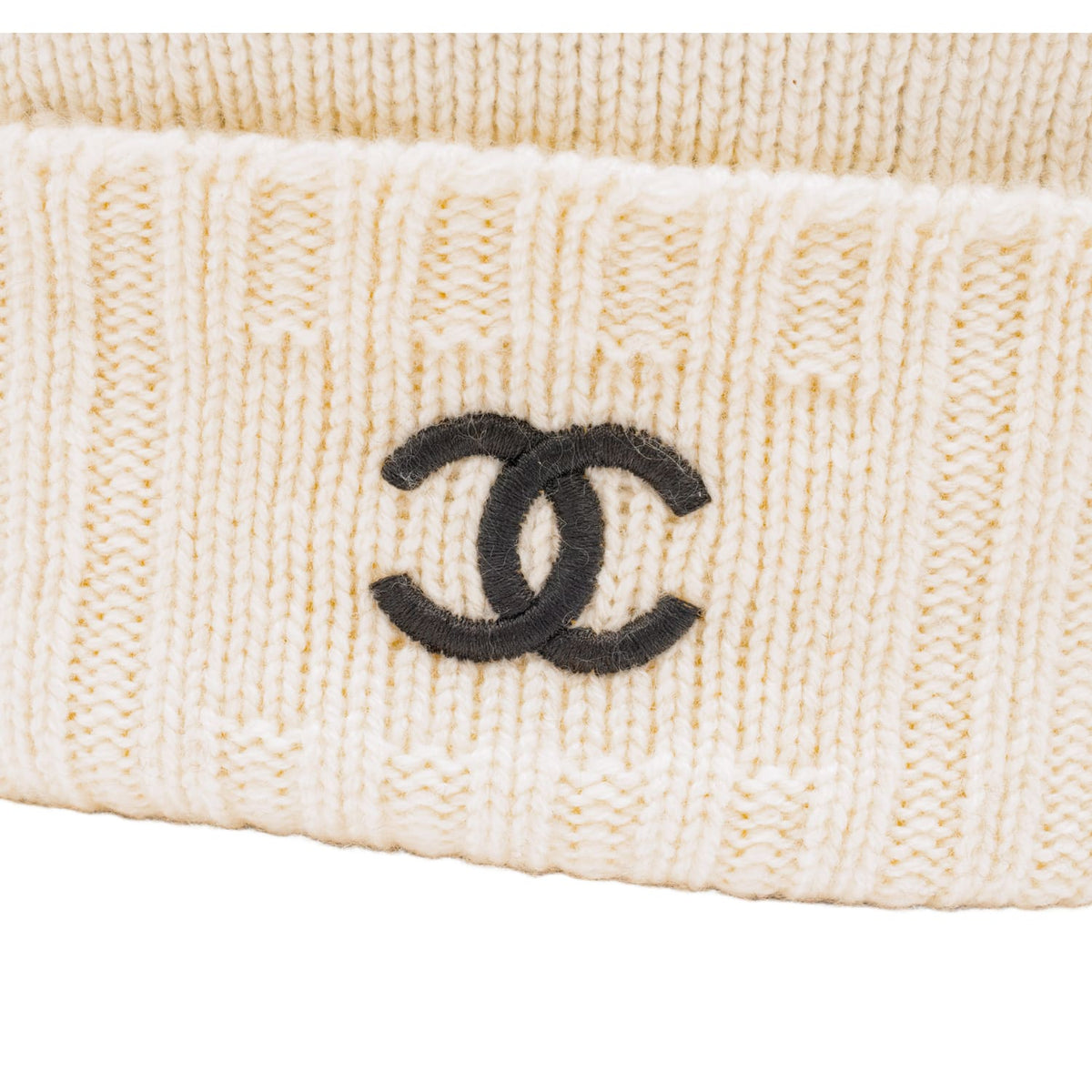 Chanel 'Half Black Half Ecru' Cashmere CC Beanie