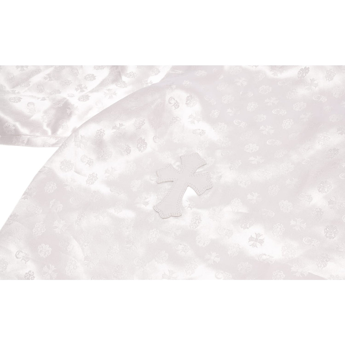 Chrome Hearts 'Cross Patch' White Tonal Monogram Silk Pajama Shirt