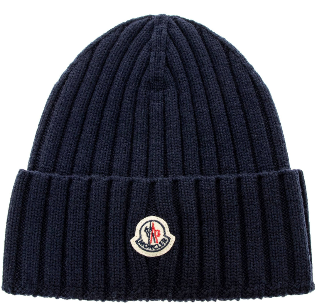 Moncler 'Navy' Rib Knit Wool Beanie