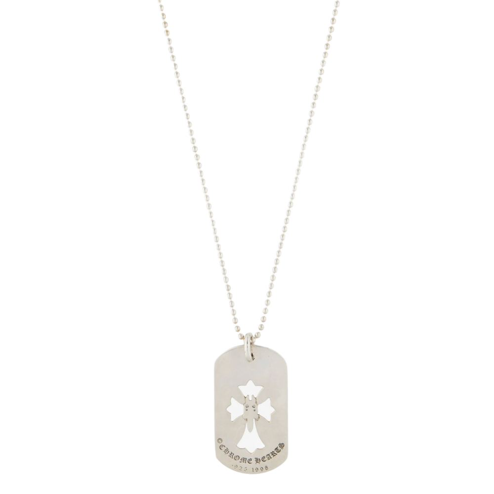 Chrome Hearts 'Silver' Dagger Cross Cut Out Dog Tag Necklace