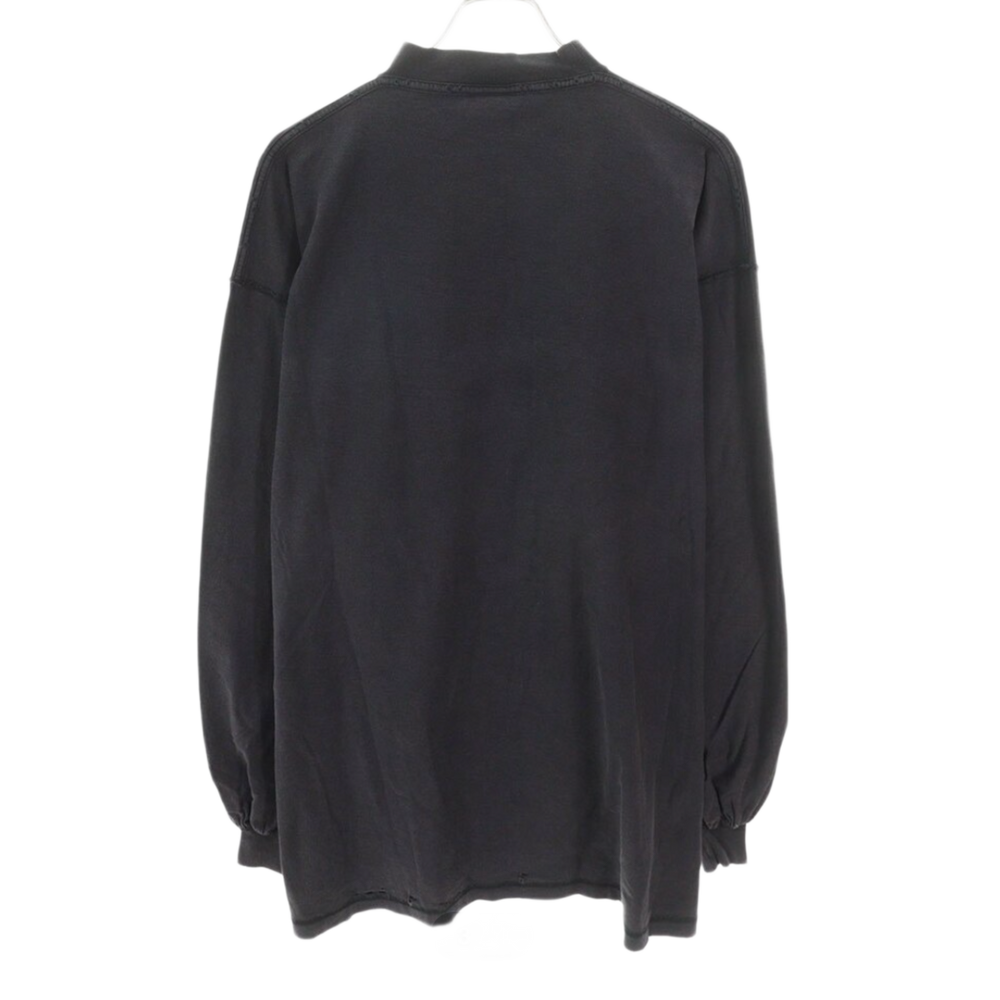 Balenciaga Oversized 'DIstressed Logo' Washed Black Longsleeve