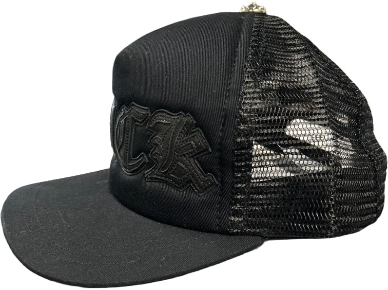 Chrome Hearts 'Black' FUCK Leather Trucker Hat