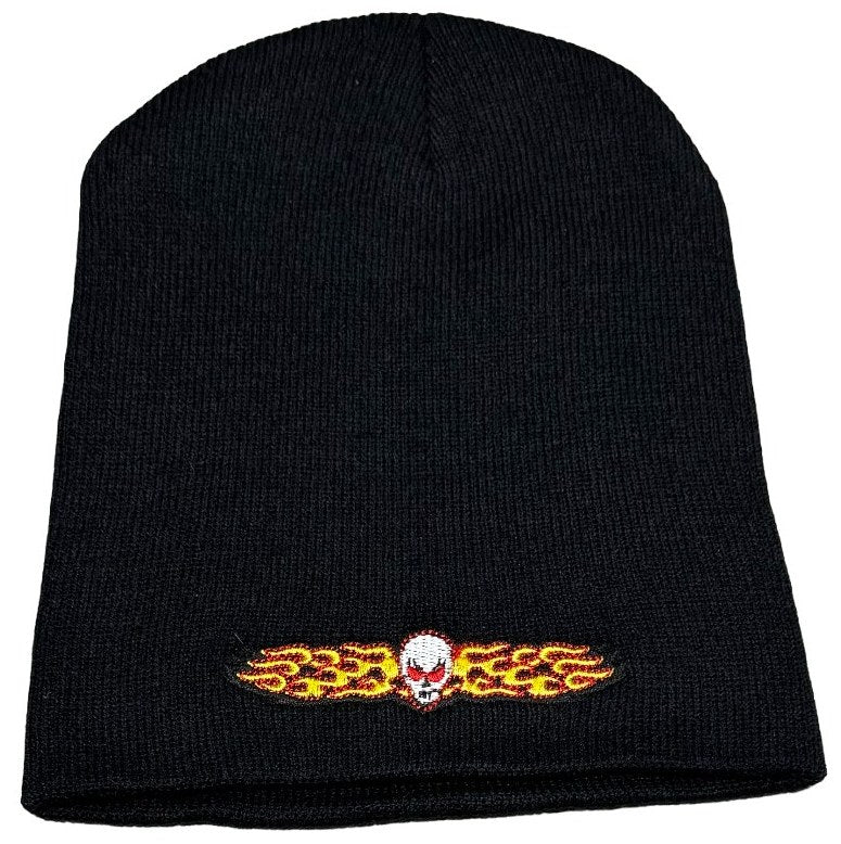 Vintage 'Black' Flaming Skull Beanie