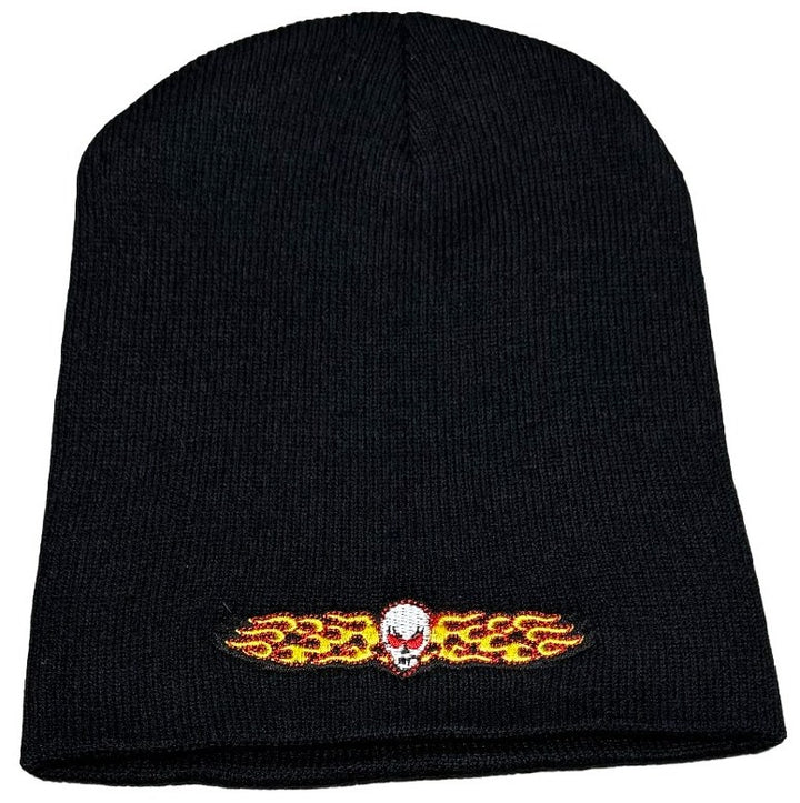 Vintage 'Black' Flaming Skull Beanie