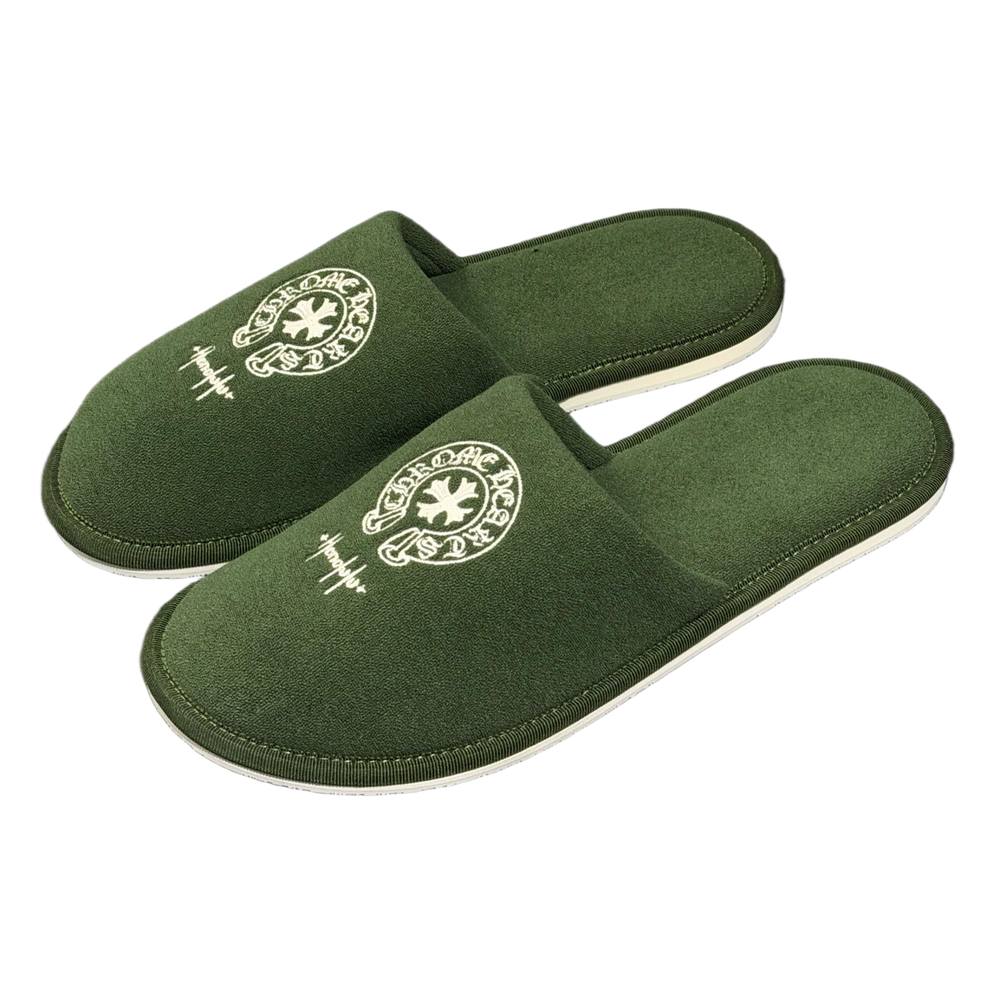Chrome Hearts 'Honolulu' Olive Hotel Slippers
