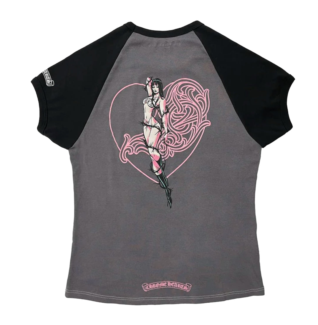 Chrome Hearts Deadly Doll 'Vine Heart Cropped Tee