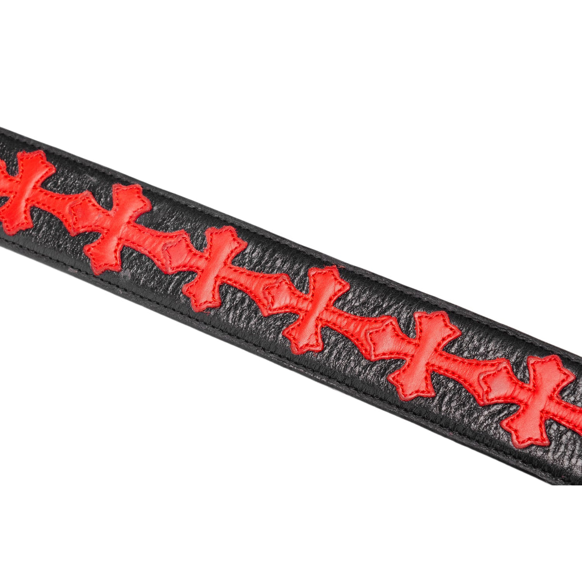 Chrome Hearts 'Red' Leather Cross Patch Cemetery Belt Strap