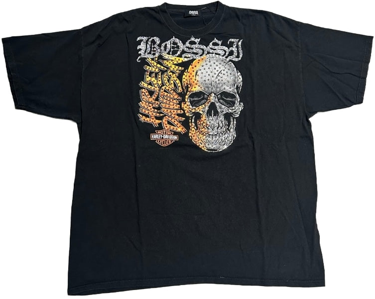 Bossi 'Orange/Grey Skull' Rhinestone Vintage Tee