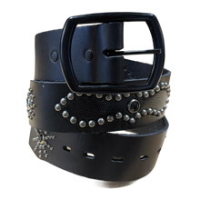 Studded 'Black Pebbled Snake' Black Belt