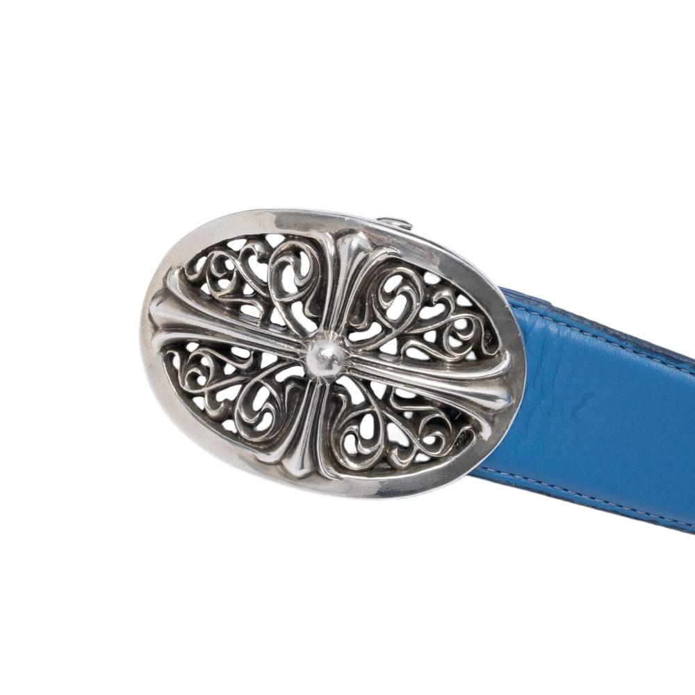 Chrome Hearts 'Blue' Small Oval Leather Belt