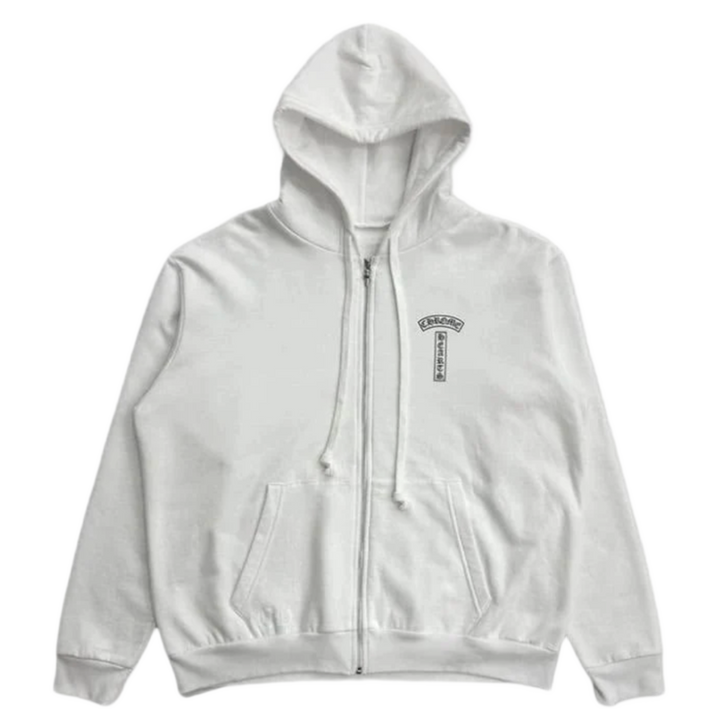 Chrome Hearts 'White' T Bar Scroll USA Zip Up Hoodie