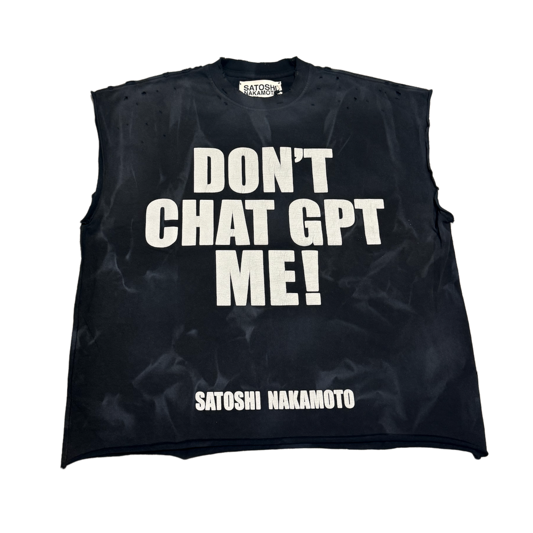 Satoshi Nakamoto 'Chat GPTee' Washed Black Cutoff Tee