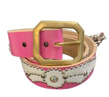 Studded 'White Leather Spider Gem' Pink Belt