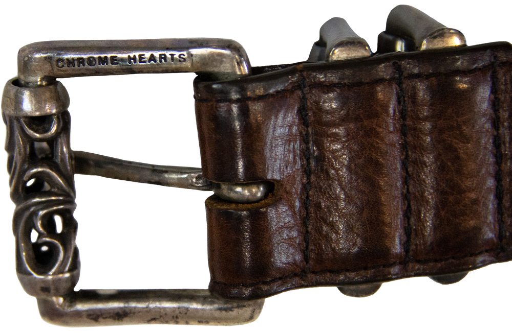 Chrome Hearts 'Double Roller' Brown Leather Belt