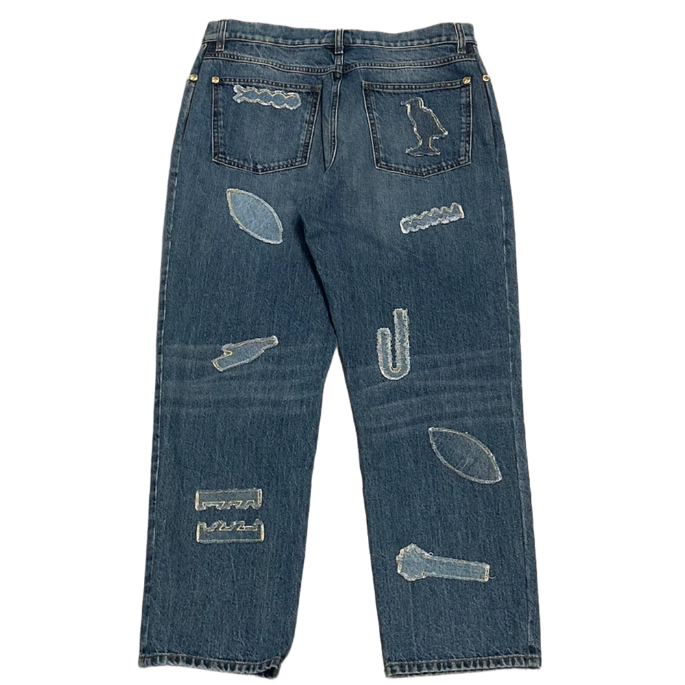 Chanel 'Blue' Embossed Egypt Patch Jeans