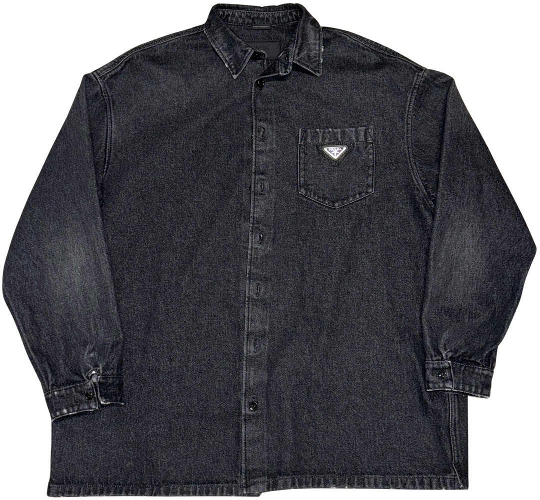 Prada 'Logo' Washed Black Denim Shirt