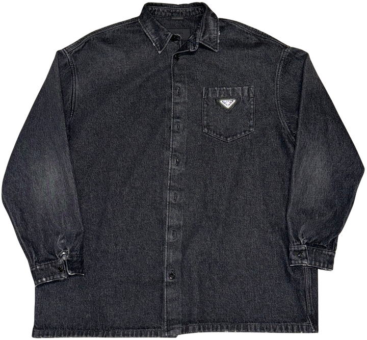 Prada 'Logo' Washed Black Denim Shirt