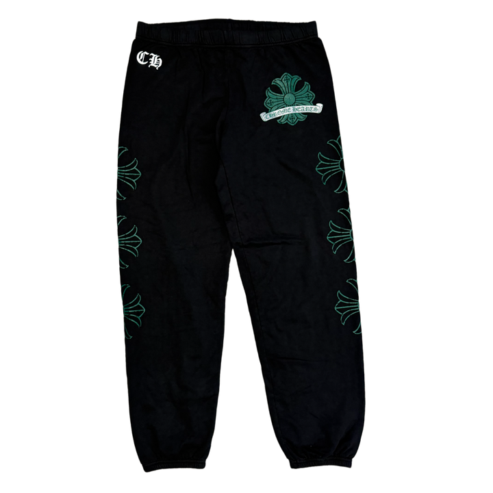 Chrome Hearts 'Green Crossball' Black Sweatpants