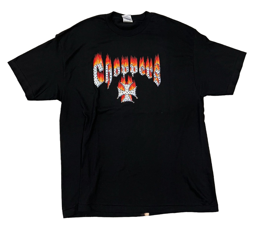 Choppers 'Flaming Logo' Rhinestone Vintage Tee