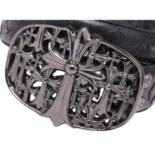 Chrome Hearts 'Rhodium Cemetery Buckle' Black Cross Belt