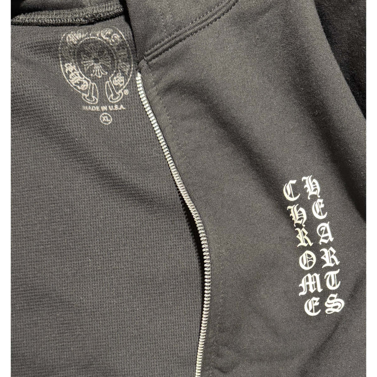 Chrome Hearts 'Vertical Logo FU Hood' Thermal Zip Up Black Hoodie