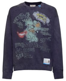 Maison Mihara Yasuhiro 'Supernova Mouse' Blue Crewneck