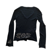 Chrome Hearts Vintage Women's 'Floral Cross' V Neck Black Longsleeve