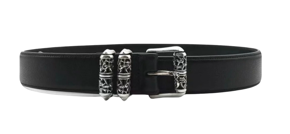 Chrome Hearts 'Double Roller' Black Leather Belt