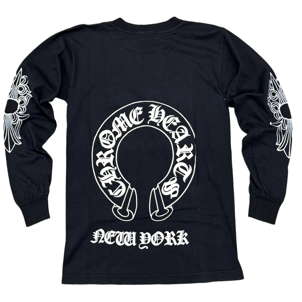 Chrome Hearts 'NYC Floral' Black Vintage Longsleeve Pocket Tee