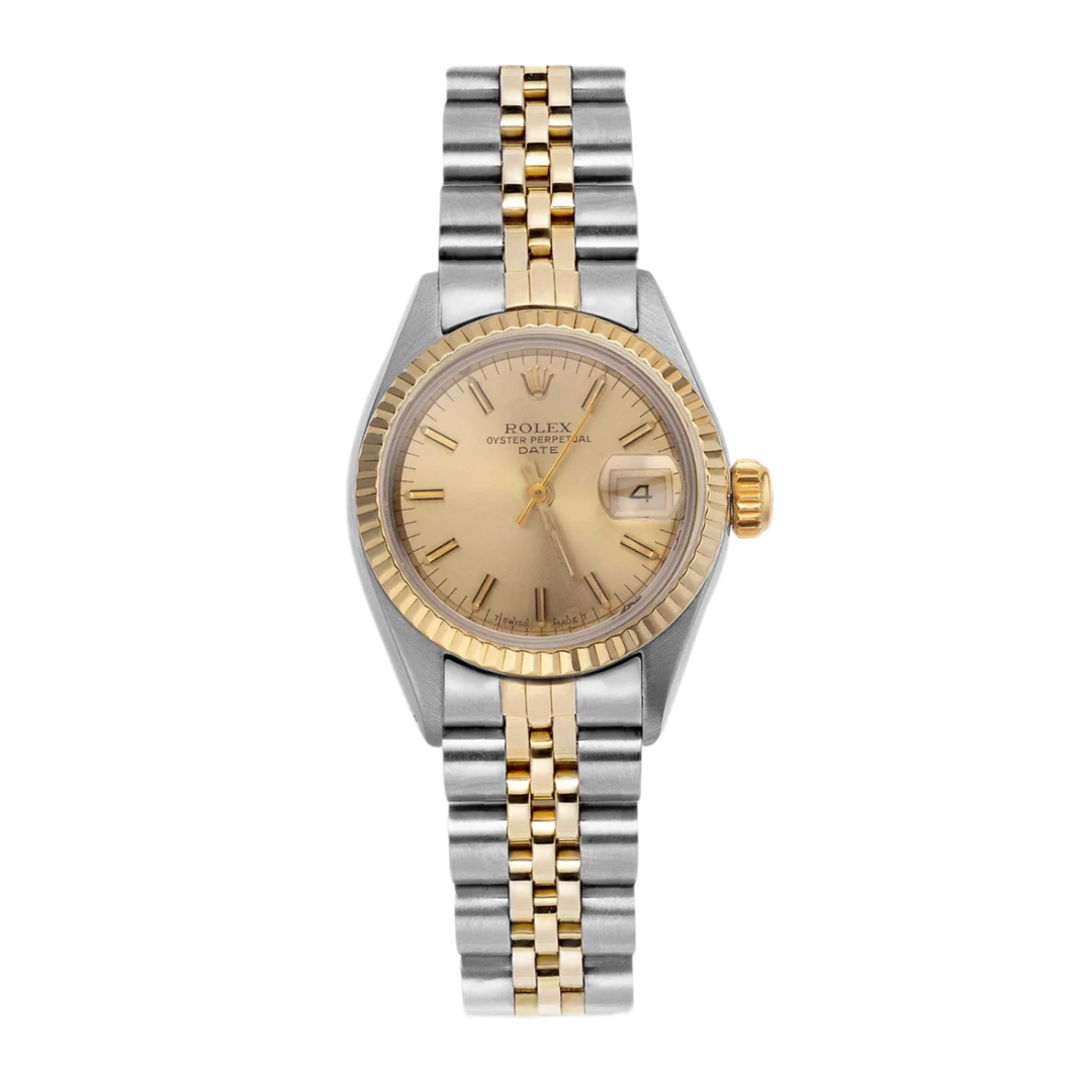 Rolex Lady Datejust 'Champagne Stick' 18k Two Tone Fluted Jubilee Watch 26 69173