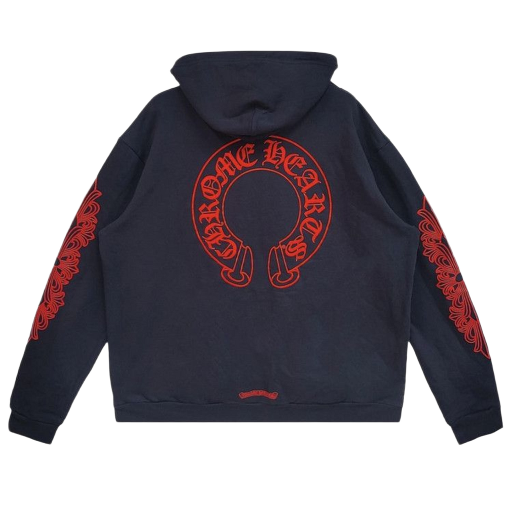 Chrome Hearts 'Navy' Horseshoe Floral Hoodie 