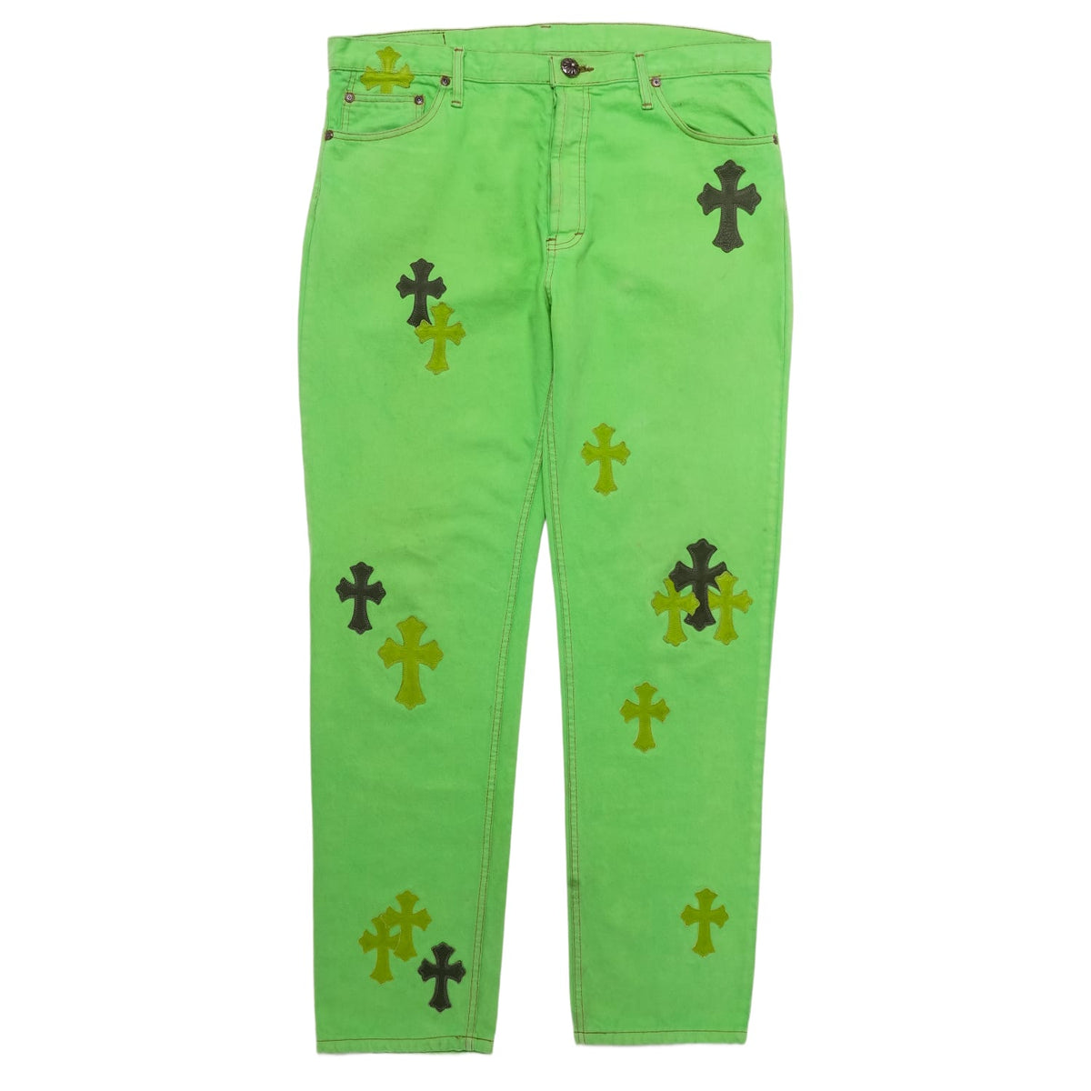 Chrome Hearts 'Green' 29 Patch Jeans