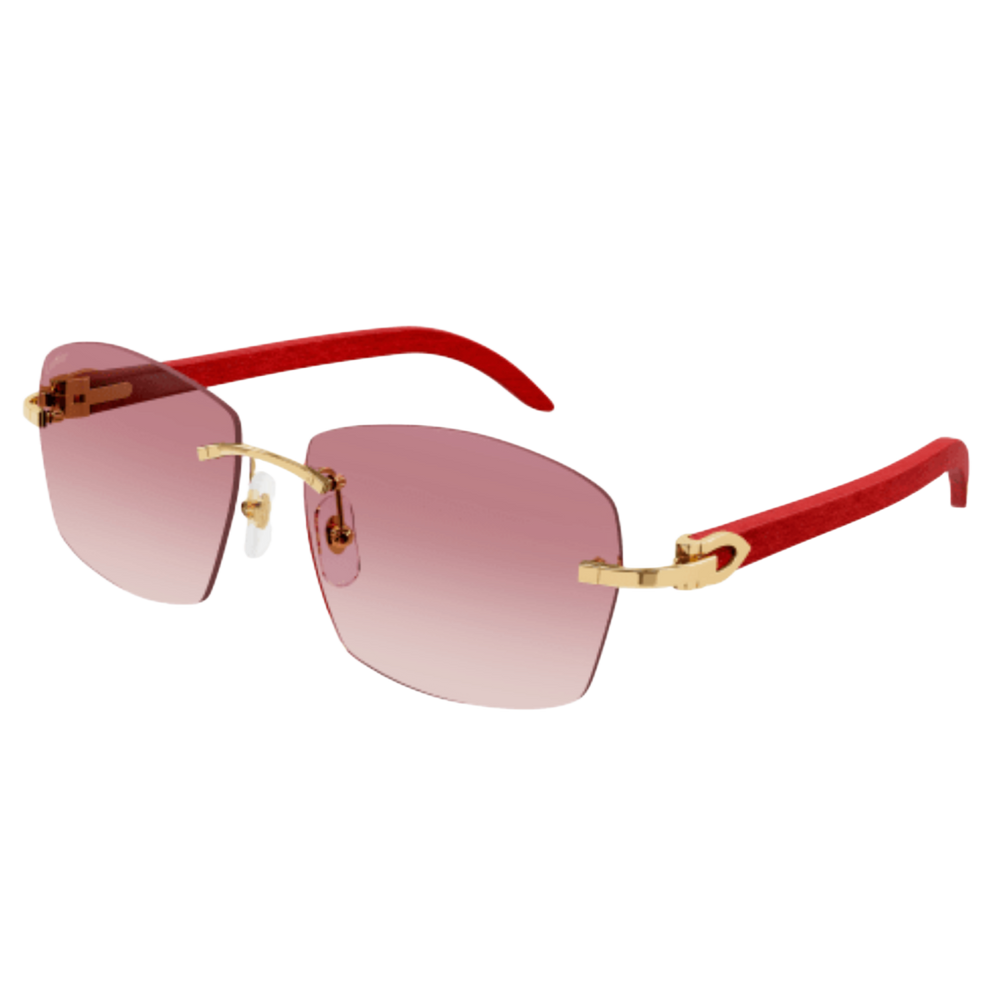 Cartier 'Red Tint' Red Wood Frame Glasses