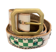 Studded 'Green Checkered Sun Gem' Salmon Belt
