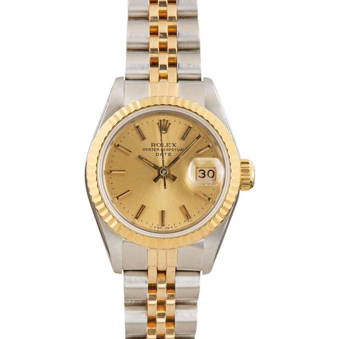 Rolex Lady Datejust 'Champagne Index' Fluted Jubilee Two Tone 18k 26 Watch 69173 