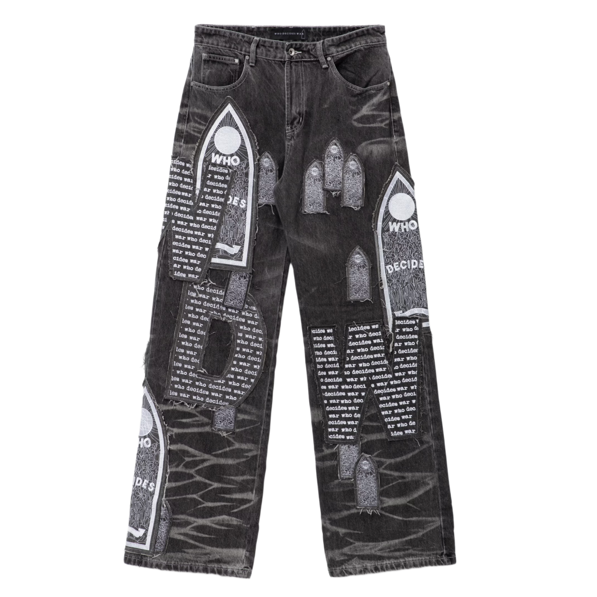 Who Decides War 'Motif Patch' Black Jeans