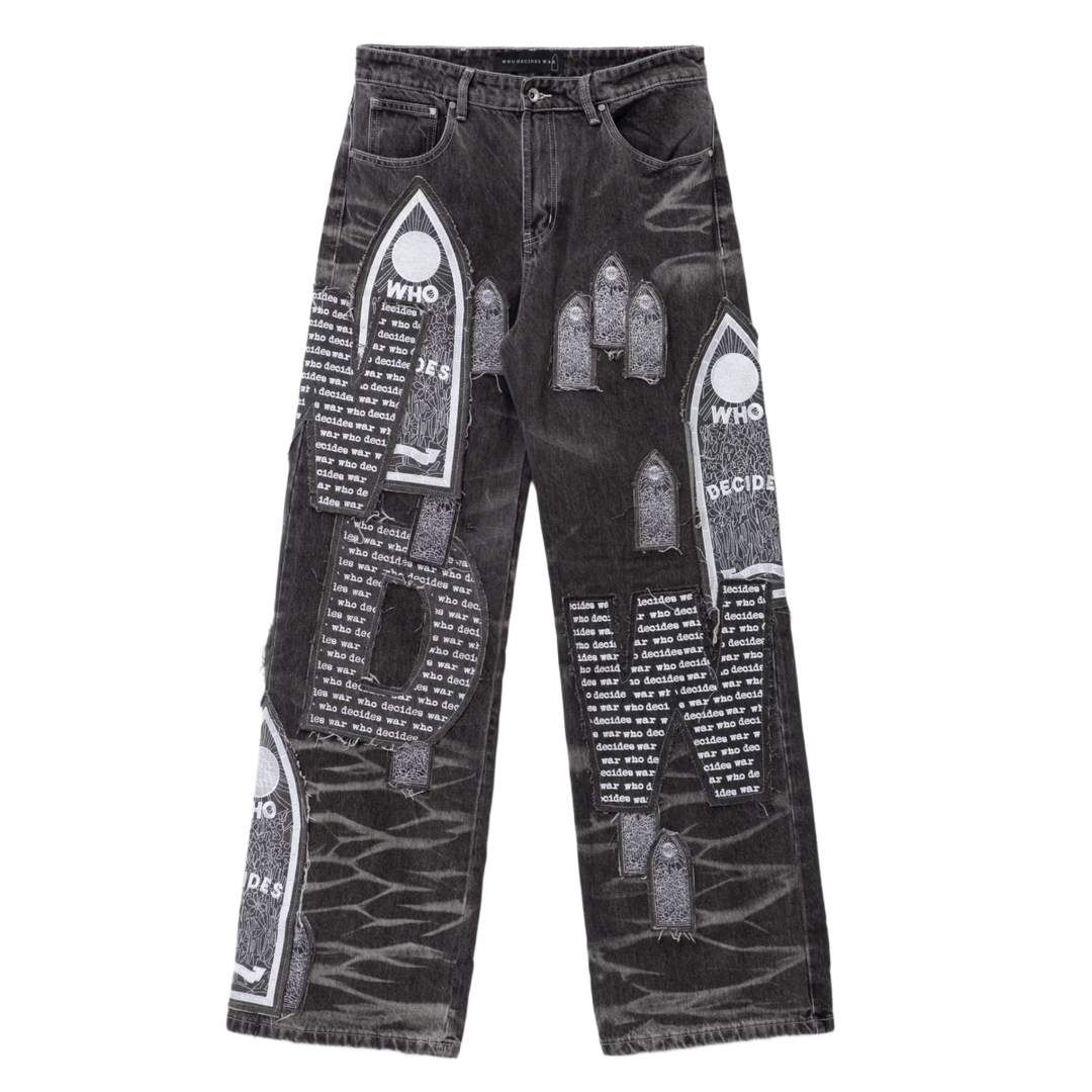 Who Decides War 'Motif Patch' Black Jeans