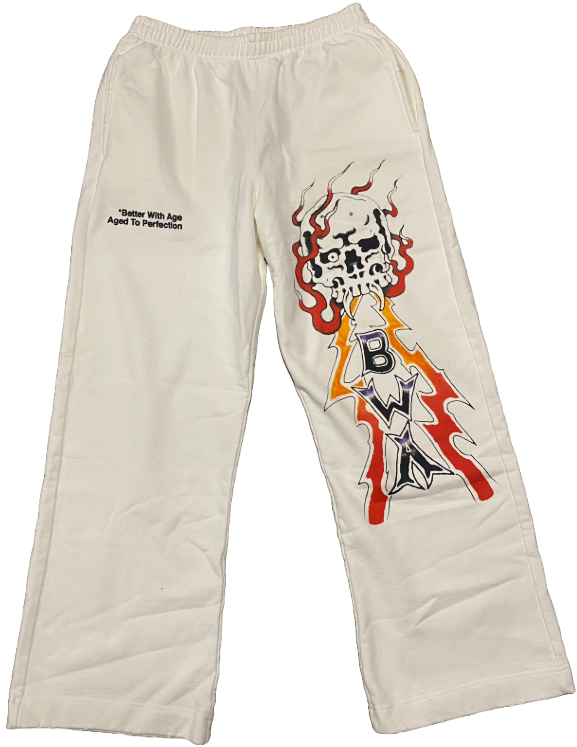 *Better With Age 'Lightning Skull' White Ennui Sweatpants